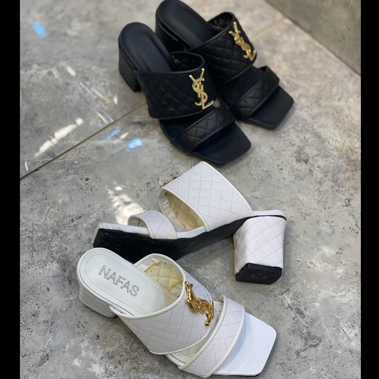صندل پاشنه دار ysl رنگ سفید و مشکی سایز 37 تا 40